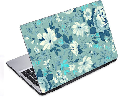 

ezyPRNT White Flower Blue Floral Pattern (14 to 14.9 inch) Vinyl Laptop Decal 14
