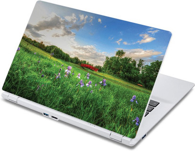 

ezyPRNT The Green Land Blue Sky Landscape Nature (13 to 13.9 inch) Vinyl Laptop Decal 13