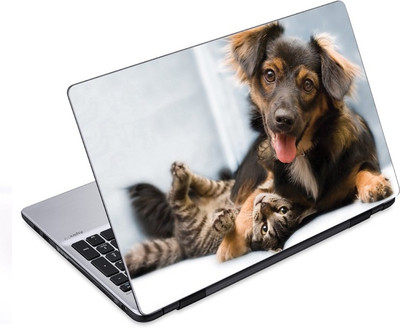 

ezyPRNT Dog on the Cat Pet Animal (14 to 14.9 inch) Vinyl Laptop Decal 14