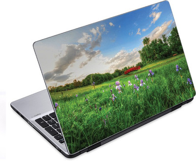 

ezyPRNT The Green Land Blue Sky Landscape Nature (14 to 14.9 inch) Vinyl Laptop Decal 14