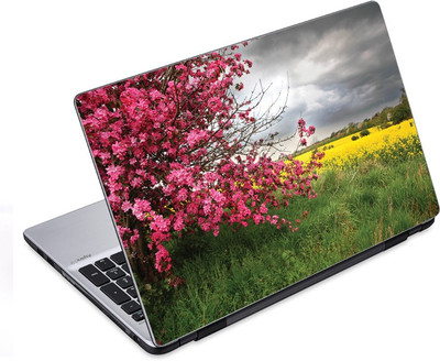 

ezyPRNT Pink and Yellow Flowers LAndscape Nature (14 to 14.9 inch) Vinyl Laptop Decal 14