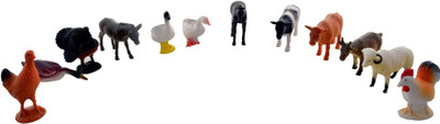 

Bonkerz 12 Pcs Farm Animals Set (Medium Size) - Learning and Educational Toy + Made of Rubber + Non-Toxic(Multicolor)