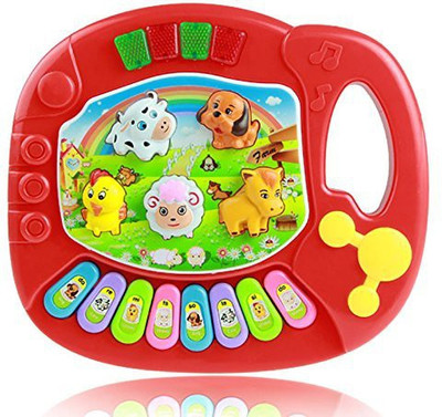 

Lanlan Baby Kids Battery Powered Animal Farm Piano Developmental Musical Toy Educational Toy Kids Gift Red(Multicolor)