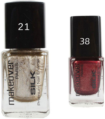 

Makeover Professional Nail Paint Hot Silk Golden-21 , Nail Paint Sparkingh Winerd-38 Multi(Pack of 2)