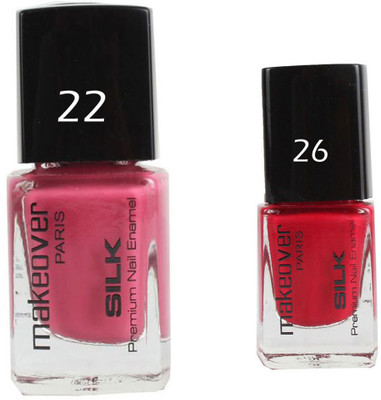 

Makeover Professional Nail Paint Glaze Pink Voltage-22 , Nail Paint Cherry Red-26 Multi(Pack of 2)