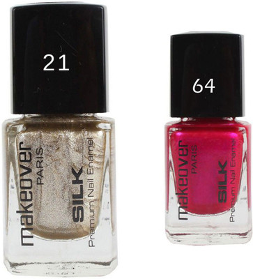 

Makeover Professional Nail Paint Combo Hot-Silk-Golden-21 , Sparking-Golden-68 (9 ml, Pack of 2) Multi(Pack of 2)