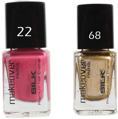 

Makeover Professional Nail Paint Glaze Pink Voltage-22 , Nail Paint Sparking Golden-68 Multi(Pack of 2)