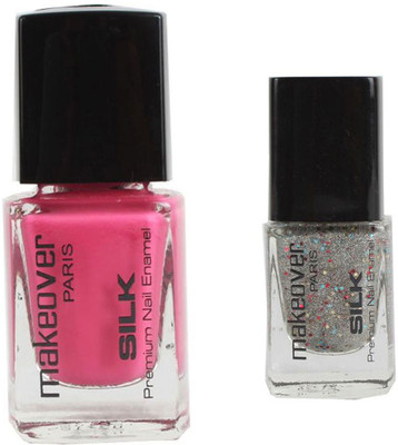 

Makeover Professional Nail Paint Natural Pink-24 , Nail Paint Sparking Silver-33 Multi(Pack of 2)