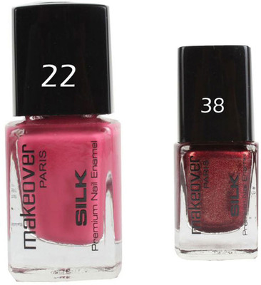 

Makeover Professional Nail Paint Glaze Pink Voltage-22 , Nail Paint Sparking Wine Red-38 Multi(Pack of 2)