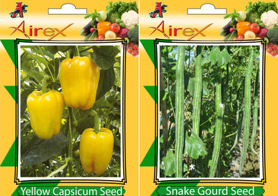 Airex Capsicum Yellow and Snake Gourd Vegetables Seed (Pack Of 15 Seed * 2 Per Packet) Seed(15 per packet)