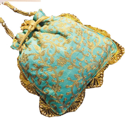 

Craftbazaar Embroided Designer Potlis with Dori Potli(Blue)