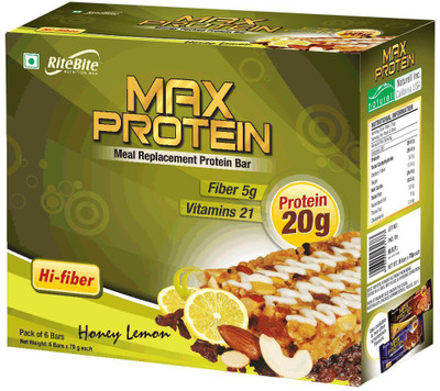 

RiteBite Max Protein Meal replacement Protein Bars(420 g, Honey Lemon)