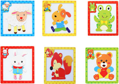 

TALKING GANESHA Wooden Magnetic Animal Puzzle Drawing Board Game Educational Toy for Kids 2 (set of 6)(6 Pieces)