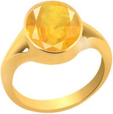 Jaipur Gemstone Pukhraj 6.5 carat or 7.25 ratti panchdhatu Copper Sapphire Ring