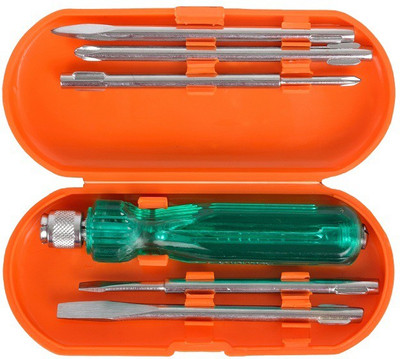 

Globus SCREWDRIVER SET OF 6 PCS WITH TESTER Combination Screwdriver Set(Pack of 6), Orange;silver