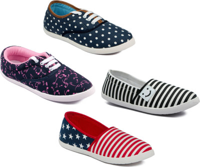 

Asian Women Casual & Running Shoes Combo Pack of 4 Canvas Shoes For Women(Multicolor