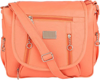 

SARA Women Casual Orange PU Sling Bag
