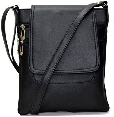 

MK PURSE Girls Casual Black Leatherette Sling Bag