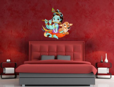 Decor Villa 55 cm Wall Sticker (Lord krishna ,Surface Covering Area -58 x 55 cm) Removable Sticker(Pack of 1)