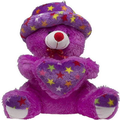 

Fashion Knockout Mouve Teddy with Cap Heart (Valentine Gifts) - 40 cm(Purple)