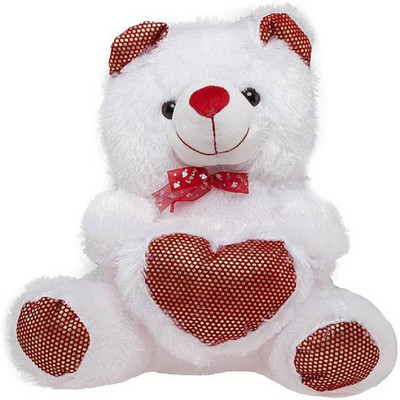 

Fashion Knockout White Teddy Printed Hear (Valentine Gifts) - 35 cm(White)
