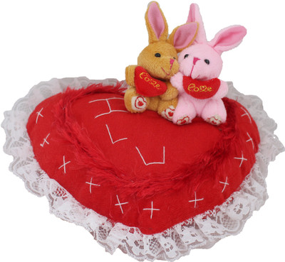 

Tickles Loving Couple Rabbit Sitting on Beautiful Special Valentine Day gift - 20 cm(Red)