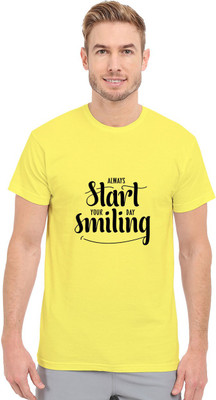 Redfool Fashions Graphic Print Men Round Neck Yellow T-Shirt