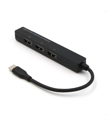 

Axcess Type-C USB-C to 3.5mm Digital Audio Jack Converter Adapter 3 Ports USB Hub Splitter Extender USB Adapter(Black)