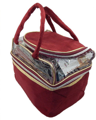 

RK Brands Velvet 3 Partition Portable Multipurpose Vanity Box(Maroon)