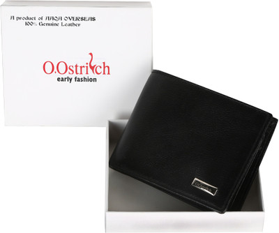

O'OSTRICH Men Black Genuine Leather Wallet(4 Card Slots)
