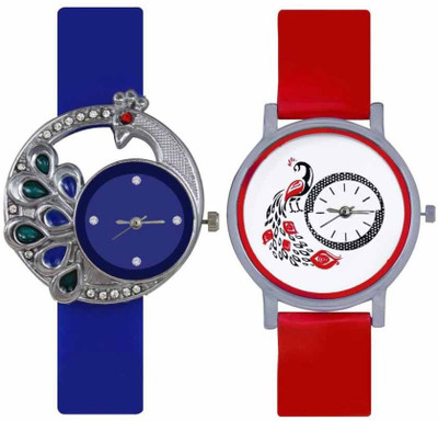 

SIMONE blue diamond studded beautiful peacock and red peacock WOMAN Watch - For Girls