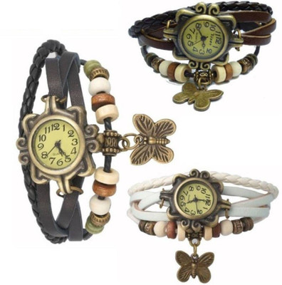 

PEPPER STYLE Designer Collection Black Brown And White Vintage Girls Or Womens MPSTYLE 062 Watch - For Women