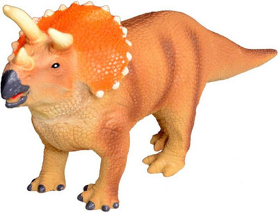 

Emob Triceratops Dinosaur Soft Squeezable Action Figure Toy With Real Sound for Kids(Orange)