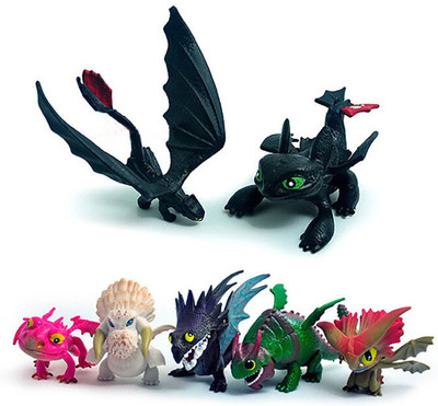 

Toy Mela 7 Pcs How To Train Your Dragon Mini Figure Night Fury Toothless Baby Toys Kids Action Figure Toy(Multicolor)
