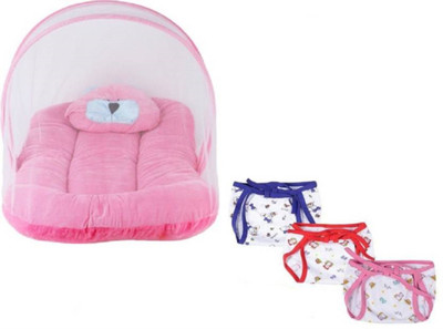 

Kidoyzz Mosquito Protector Comfy Baby Sleeping Mosquito Net Bed With Three Nappy KDMBBNL2110 Portable Crib(Fabric, Multicolor)