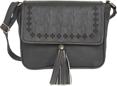 

Kanvas Katha Fashion Vintage PU laser cut sling Shoulder Bag(Black, 5 inch)