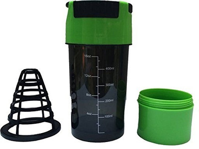 

GLOBALSHOP Tuff_Green 450 ml Shaker(Pack of 1, Multicolor), Black;white