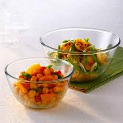 TREO Glass Vegetable Bowl(Clear, Pack of 2)