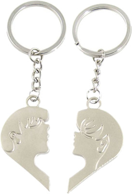 

FEMINA09 Couple Face Happiness Love Metal Key Chain (Silver) Key Chain(Silver)