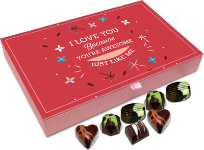 

Chocholik Valentines Day Gift Box - I Love You Because You Are Awesome Chocolate Box - 12pc Truffles(144 g)