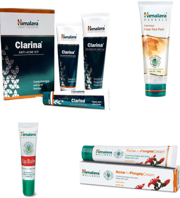 

Himalaya Clarina Anti Acne Kit, Fairness Kesar Face Pack, Lip Balm, Pimple Cream(Set of 7)