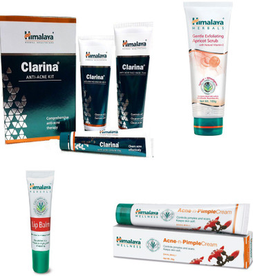 

Himalaya Clarina Anti Acne Kit, Gentle Exfoliating Apricot Scrub, Lip Balm, Pimple Cream(Set of 7)