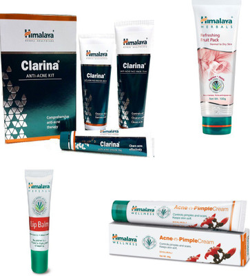 

Himalaya Clarina Anti Acne Kit, Refreshing Fruit Pack, Lip Balm, Pimple Cream(Set of 7)