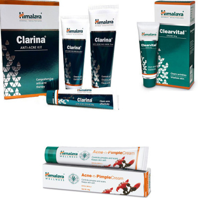 

Himalaya Clarina Anti Acne Kit, Clearvital Cream, Pimple Cream(Set of 6)