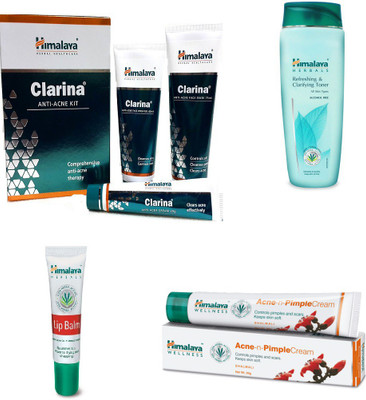 

Himalaya Clarina Anti Acne Kit, Refreshing & Clarifying Toner, Lip Balm, Pimple Cream(Set of 4)