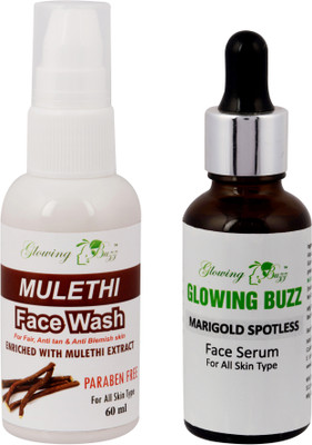 Glowing Buzz Combo of Mulethi Face Wash and Marigold Spotless Serum(Set of 1)