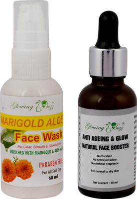 

Glowing Buzz Combo of Marigold aloe Face Wash and Anti Ageing & Glow Natural Face booster(Set of 1)
