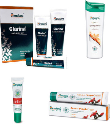 

Himalaya Clarina Anti Acne Kit, Damage Repair Protein Shampoo, Lip Balm, Pimple Cream(Set of 7)