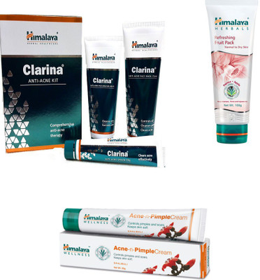 

Himalaya Clarina Anti Acne Kit, Refreshing Fruit Pack, Pimple Cream(Set of 6)