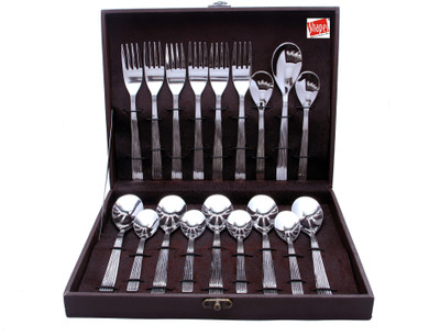 Shapes Alpine 18 pcs stainless set cutlery set [Content : 6 pcs Dinner Spoon, 6 pcs Dinner fork & 6 pcs Tea spoon ] Stainless Steel Cutlery Set(Pack of 18)